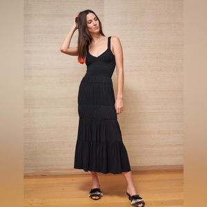 La Ligne smocked color is midnight jersey dress